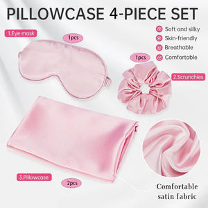 Seiden-<span class=keywords><strong>Satin</strong></span>-Kissenbezug hautfreundlich bequem Schlaf-Augenmaske Haarband weiches Kissenlocken-Schürze Seidenbündel Kissenbezug mit Augenbezug - Product Image 4