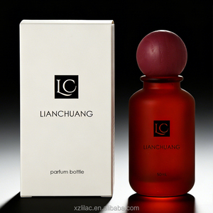 Elegante Botella de <span class=keywords><strong>Perfume</strong></span> para <span class=keywords><strong>Mujer</strong></span> de 100 ml, Botella de Vidrio Mate con Emblema Personalizado, Tapa Roja y Caja de Regalo Cilíndrica - Product Image 3