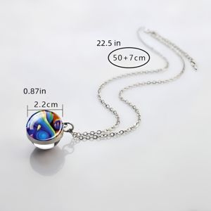 Collar con colgante Vintage de doble cara luminoso de nebulosa de galaxia cósmica creativa de nuevo estilo de moda euroamericana - Product Image 4