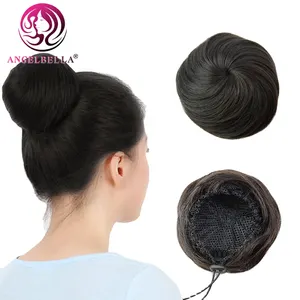 Chignon Rambut Sanggul 6 Warna, Ikat Rambut Bundar dengan Tali Serut, Ikat Rambut Donat