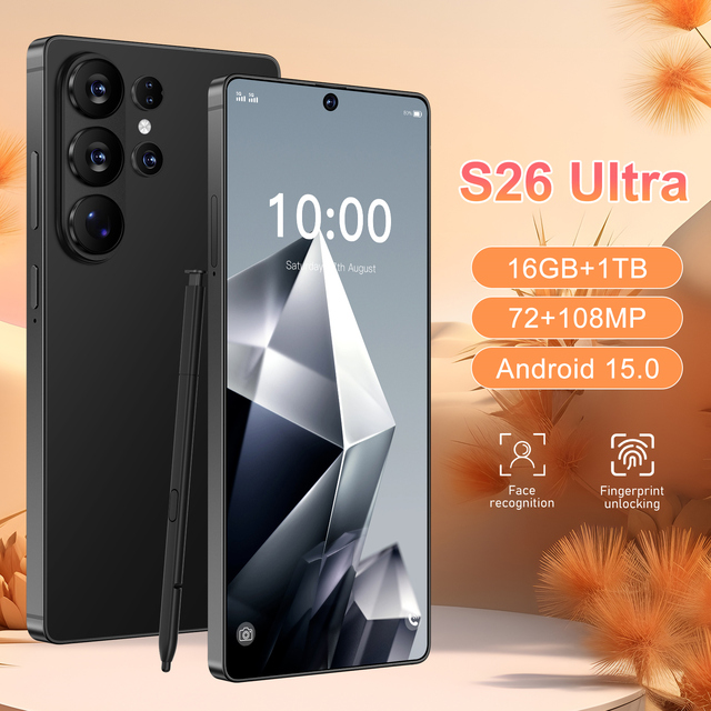 2026NEW S26 Ultra16GB+1TB Android 15 Snapdragon 8 Gen 4 10-Core 7.3" 1440x3120 78MP+108MP 8000mAh 5G LTE Global Phone Smartphone