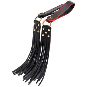 Látigo de Cuero Negro con Flecos para Juegos de Bondage para Adultos - Product Image 1