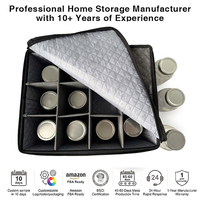 Boîte de rangement carrée pliable en tissu classique à 12 compartiments pour outils