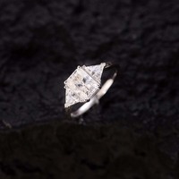 Ruizuan 925 argent Moissanite bijoux anneaux pour femmes à la mode pierres précieuses anneaux de mariage avec des pierres taillées princesse certifié