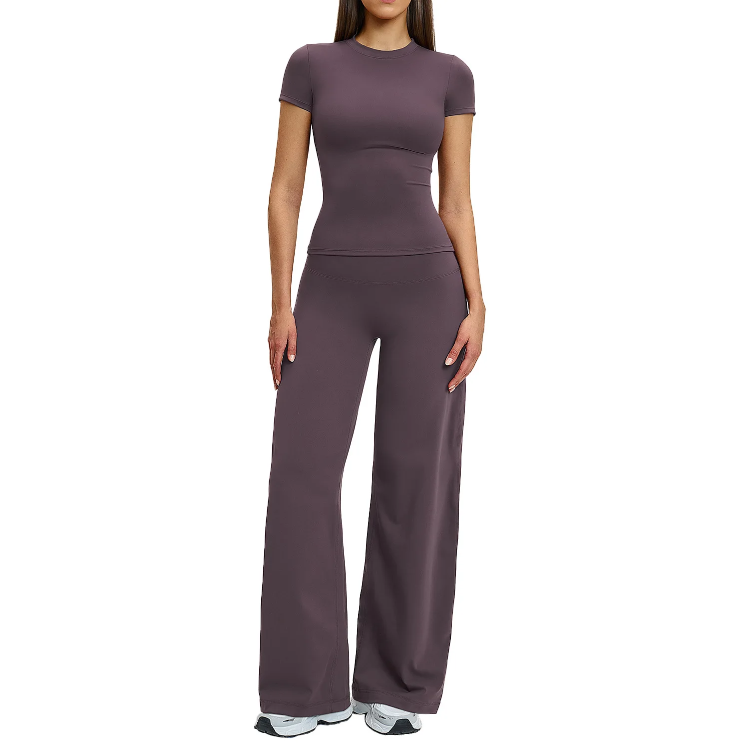 High Waist Spandex/Nylon Yoga & Gym Sports Wear 2-Piece Set Quick Dry Breathable Durable Outdoor Running Model 8455