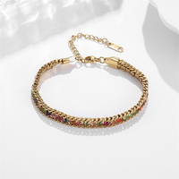 Acier inoxydable Mode Coloré Zircon Tennis Chaîne Bracelet Hip Hop Cubain Bracelet Femme Pour Femmes