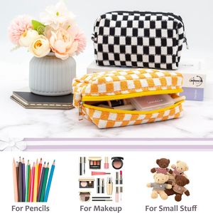 Custom Striped Fashion Cosmetic Bag with Zipper Closure Towel Material Washable Multi-functional Daily Storage Travel <b>Case</b> - Product Image 2