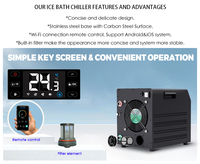Refroidisseur de Bain de Glace Portable Mini 1/3 CV avec Compresseur R290, Pompe, Filtre Intégré, Wi-Fi, Télécommande, Faible Bruit, Écologique