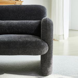 Canapé individuel moderne modulaire de taille moyenne, fauteuil rembourré à accoudoirs, structure en bois, écologique, appartement, villa, salon - Product Image 3