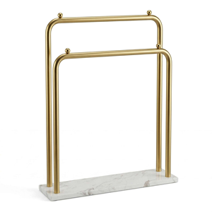 Affordable Luxury <strong>Gold</strong> Double-Tier Metal Stand with Marble Base, Floor-Standing Jewelry Display, Bathroom <strong>Shelving</strong> <strong>Unit</strong> - Product Image 1
