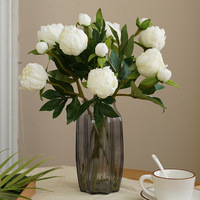 Pivoine artificielle faite à la main à deux têtes, décoration de mariage et d'intérieur, arrangement floral en soie pour ameublement doux