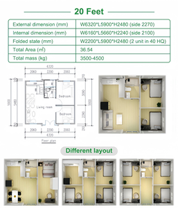 Casa Container Prefabbricata Completamente Arredata Impermeabile 20ft Pieghevole Espandibile per Uso Mobile Villa Hotel Ufficio - Product Image 6
