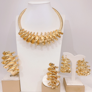 Última moda Popular moda mujer nupcial boda recién llegados lujo cobre chapado en oro fiesta regalo aniversario joyería conjunto - Product Image 5