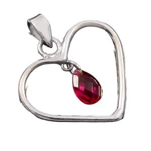 Colgante Clásico de Corazón para Mujer, Hecho a Mano, Chapado en Oro Rosa, Plata de Ley 925, con Rubí de Mozambique, Certificado por Terceros - Product Image 6