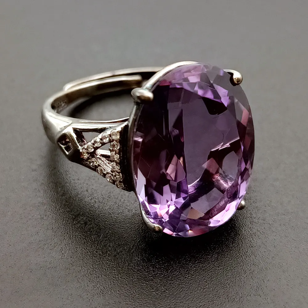 Gioielli di moda grande anello di pietre preziose gioielli in argento 2022