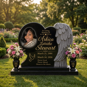 Monument funéraire Angel Headstones, Monument Ange Double Cœur Compagnon, bancs funéraires pour crémation - Product Image 3