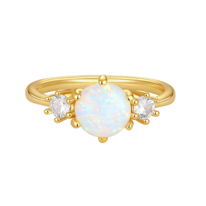 Anillo de Novia para Mujer, Joyería de Boda, Oro Vermeil, Plata de Ley 925, Oro Sólido, Ray of Hope, Circonita Cúbica Redonda, Ópalo - Product Image 1