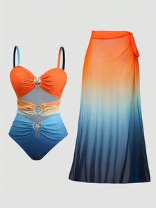 <span class=keywords><strong>Maillot</strong></span> de bain 2 pièces en mousseline grande taille <span class=keywords><strong>pour</strong></span> femme, motif étoile de mer coloré et dégradé, tenue de plage disponible sur AliExpress - Product Image 6