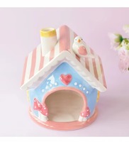 Ornement de maison pour animaux de compagnie : cachette pour hamster en forme de château, en céramique écologique avec fonction rafraîchissante