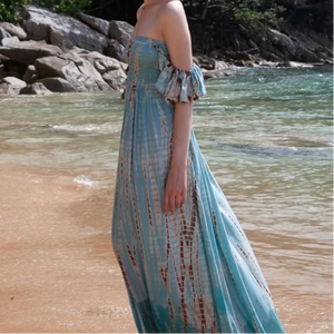 Maxi abito lungo da <span class=keywords><strong>donna</strong></span> 100% Rayon stampato in stile hawaiano stampato personalizzato per vacanza stile Casual - Product Image 2