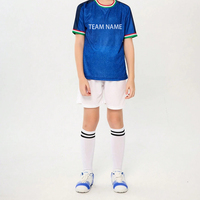 Grosir set Jersey sepak bola warna putih biru kualitas tinggi kustom 100% poliester sublimasi Retro Jersey sepak bola dewasa