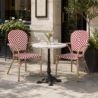 Chaise de bistrot française moderne en rotin PE tressé, chaise de salle à manger d'extérieur, structure en alliage d'aluminium, mobilier de restaurant et de café