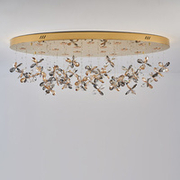 Nouveau style de lustre en cristal doré en forme de fleur, luxueux pour hôtel, salon, restaurant, fête, éclairage de lustre