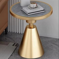 Table d'appoint ronde moderne en marbre pour canapé, balcon, hôtel – Petite table basse durable et mobile avec plateau en pierre