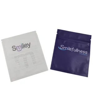 Bolsas de embalaje de alineadores de dientes transparentes impresas personalizadas con un lado, alineadores transparentes de dientes reutilizables, bolsas de Mylar de embalaje