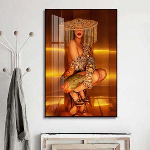 Une <span class=keywords><strong>femme</strong></span> <span class=keywords><strong>tatouée</strong></span> sexy art mural nu peinture de luxe pour la décoration de la maison photo impression toile et affiche couloir moderne - Product Image 5