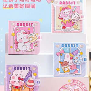 Kawaii sevimli karikatür renk sayfası not defteri öğrenci çocuk sevimli kız ve tavşan mini manyetik toka dizüstü - Product Image 5