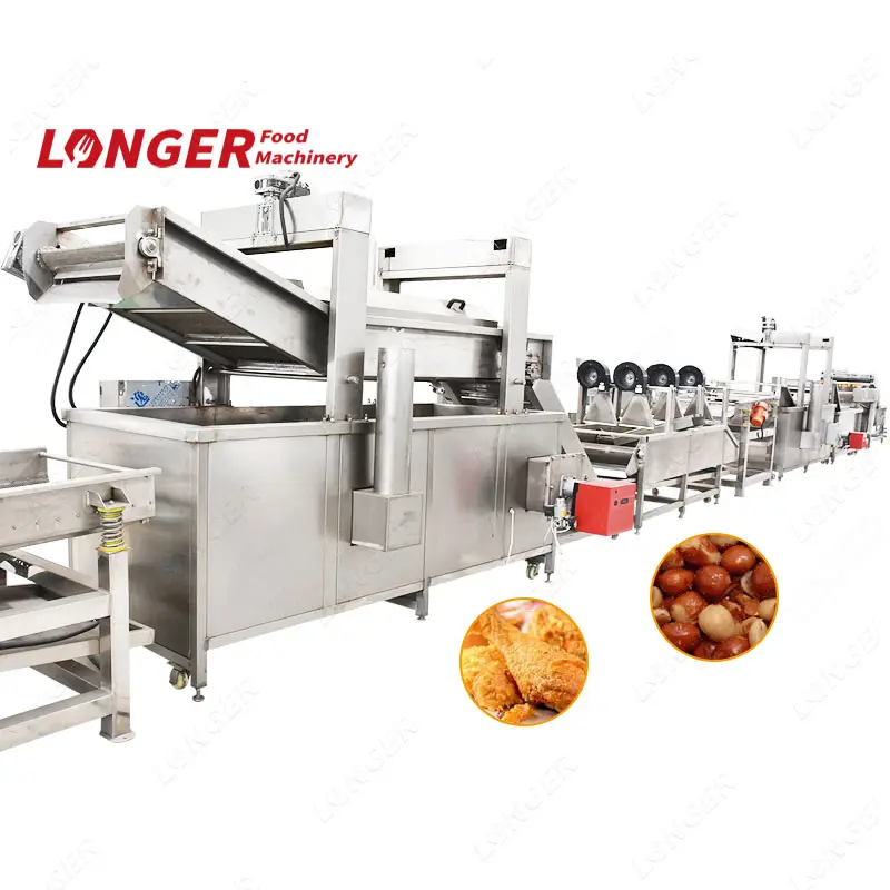 Industriële Gebakken Kip Machine Gas Pinda Arachide Turkije Friteuse Continu Donut Chips Frituren Machine