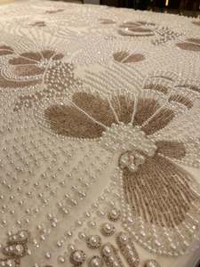 Tissu brodé perlé avec strass, nouvelle arrivée, matière pour robes, dentelle haut de gamme pour robes de mariée, vêtements de soirée, textile - Product Image 3