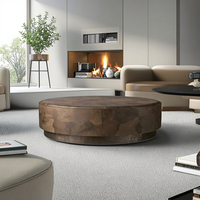 Table basse de luxe pour salon, forme ronde, base en métal, bois massif, durable