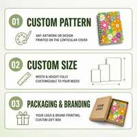 Conceptions personnalisées en gros A5 A6 Carnets de notes à spirale à couverture lenticulaire 3D pour promotion