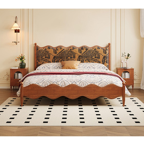Vente en gros d'un <span class=keywords><strong>lit</strong></span> nordique à la française en bois massif mobilier <span class=keywords><strong>de</strong></span> chambre à coucher cadre <span class=keywords><strong>de</strong></span> <span class=keywords><strong>lit</strong></span> simple King Queen Size tissu moderne ensemble <span class=keywords><strong>de</strong></span> <span class=keywords><strong>lit</strong></span> double - Product Image 1