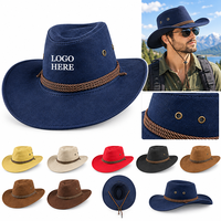Chapeau de cowboy décontracté à large bord avec logo personnalisé, protection solaire, unisexe, en daim, pour l'extérieur et le voyage