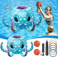 Jeu de piscine gonflable pieuvre pour enfants, flotteur de lancer d'anneaux aquatiques et de tir au basket pour la plage et les fêtes aquatiques