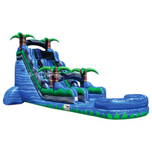 Gran oferta, castillo inflable de tobogán de agua para adultos de 22 pies Tsunami Blue Crush para eventos temáticos Ocean Wave Palm Tree Rental Party Water - Product Image 1