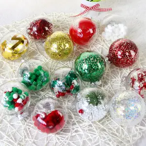 नई 10cm क्रिसमस गेंद 6-पैक क्रिसमस सामान बनाने की क्रिया खाली पारदर्शी प्लास्टिक की गेंद के लिए DIY सजावट