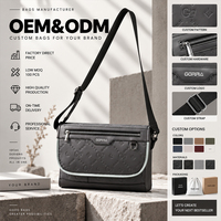 Fabricant de sacs à main OEM, sac bandoulière en cuir PU pour homme, sac messager décontracté avec poche avant, logo personnalisé