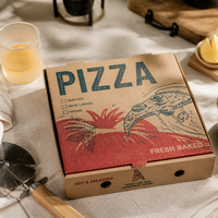 Caja de Pizza Apilable de Cartón Kraft Marrón para Entrega, Embalaje para Panadería, Suministro OEM ODM para Restaurantes y Cafeterías