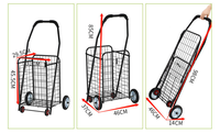 Chariot de camping pliable léger en acier grillagé avec quatre roues, pliable pour les outils et les courses