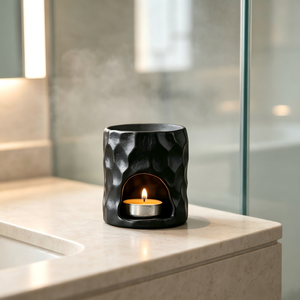 Brûleur d'encens simple noir pour bougies chauffe-plat, forme ronde, pour intérieur - Product Image 4