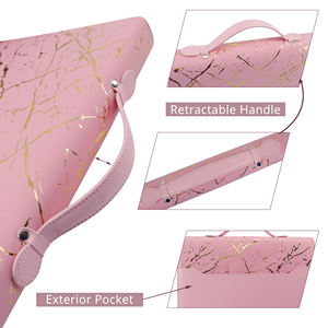 Portafolio de Cuero Rosa de Lujo, Carpeta de Archivos con Bloc de Notas Tamaño Carta A4 y Cierre de Cremallera - Product Image 5