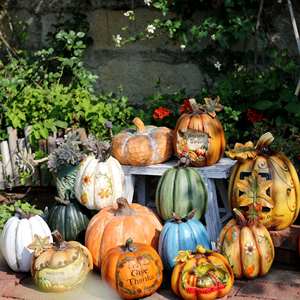 Decoración de Calabaza para Exteriores, Adorno de Halloween, Calabaza Creativa de Bruja, Decoración para Fiestas en Casa, Escultura de Halloween de Resina de Fibra de Vidrio - Product Image 1