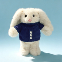 Peluche de lapin aux oreilles tombantes douce avec trois pulls tricotés, rembourrage en coton PP, jouet anti-stress de Pâques pour tous les âges