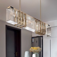 Lampe suspension moderne minimaliste nordique en cristal Lampe de table restaurant de luxe pour hall d'hôtel Lampe de bureau longue bande Lampe de table de bar