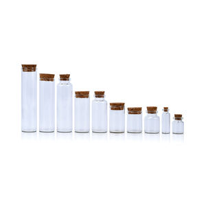 Viales de tubo de vidrio con tapones de corcho, fondo plano de grado alimenticio, 10mm, 16mm, 22mm, 24mm, 30mm, - Product Image 1