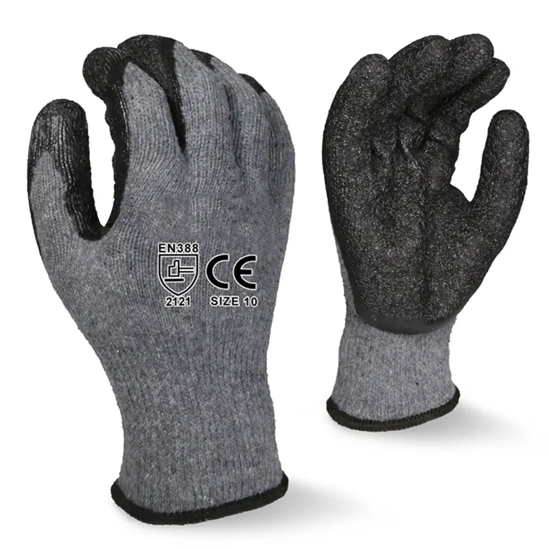 Oem Großhandel Garten handschuhe CE 10g Crinkle Latex Günstige Arbeit Anpassbare Logo Bauarbeiter Handschuhe